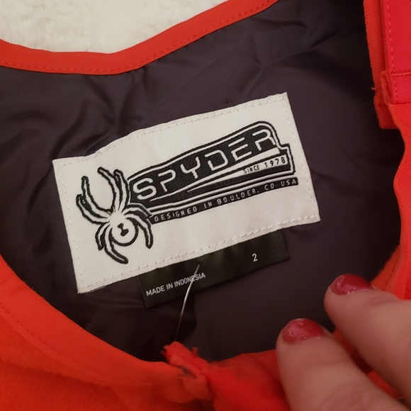 Spyder Mini Expedition Snow Pants boys Sz 2 neon orange winter - Picture 3 of 4